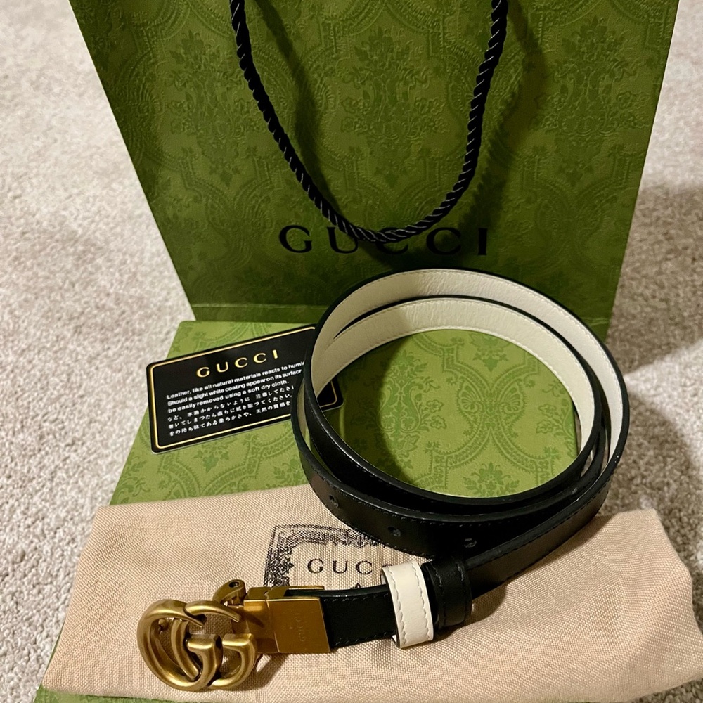 Full set - Gucci Marmont Reversible Thin Women’s Belt in Black/White
